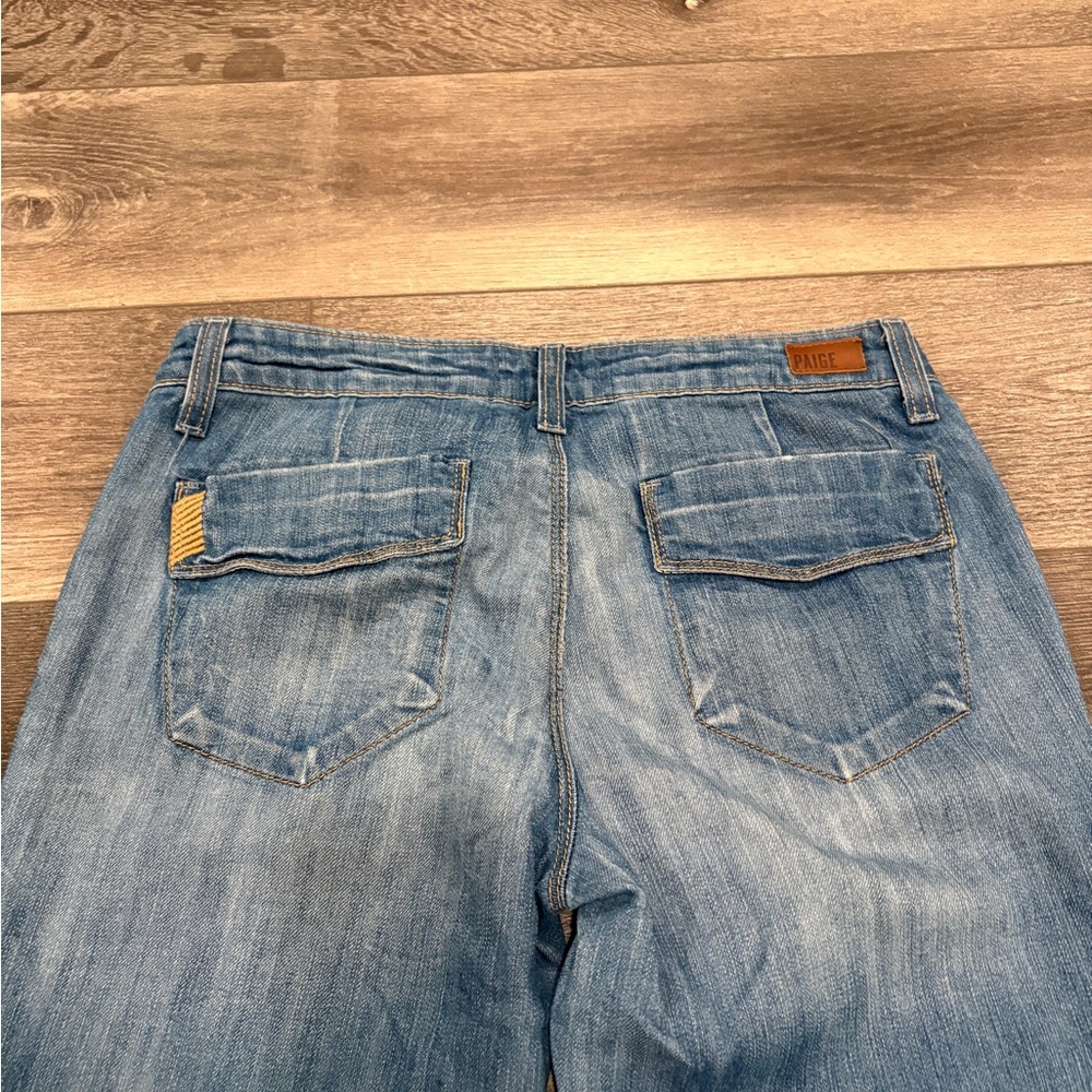 PAIGE Blue Flare Wide Leg Jeans Vintage-Inspired - Picture 7 of 10